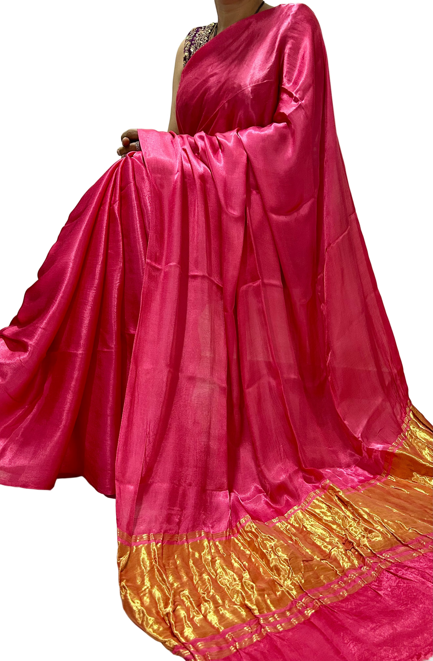 Plain Modal Silk Saree with Tissue Pallu