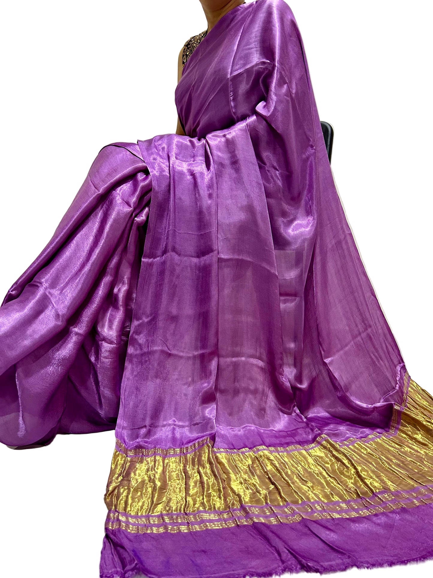 Plain Modal Silk Saree with Tissue Pallu