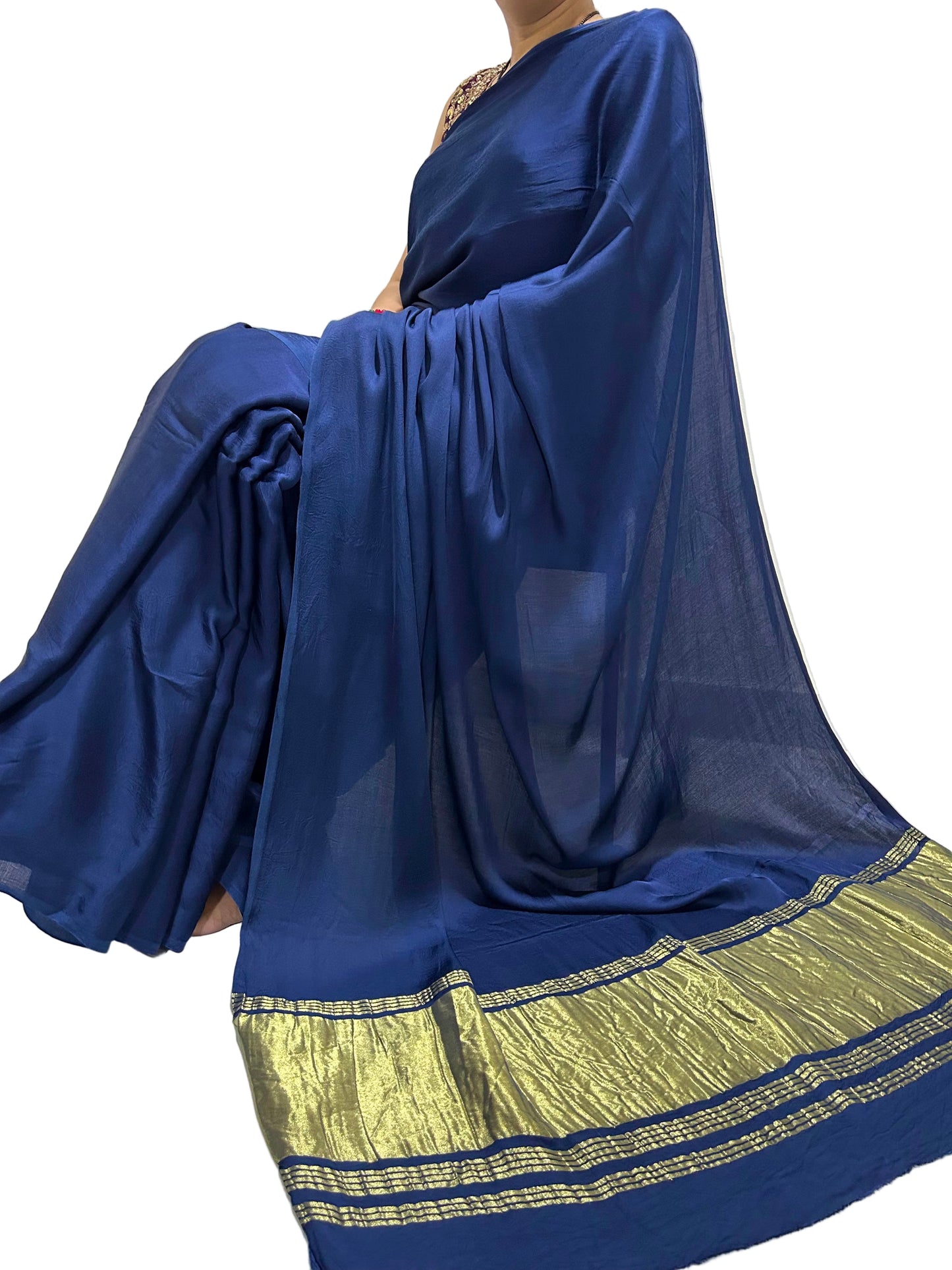 Plain Modal Silk Saree with Tissue Pallu