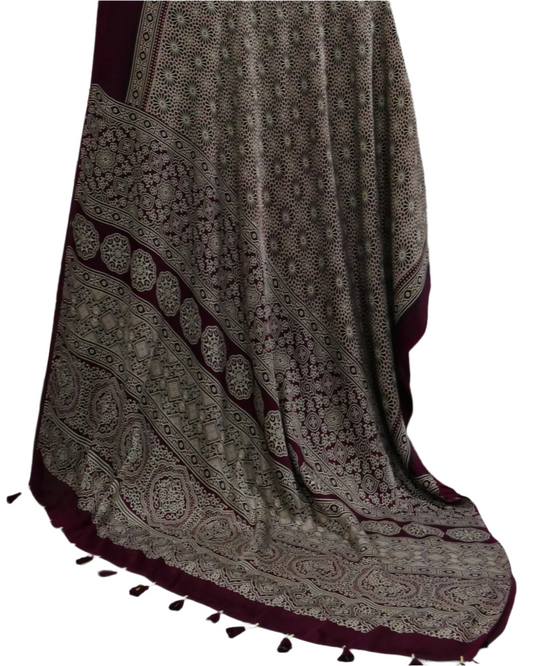 Elegant Discharge Modal Ajrakh Sarees